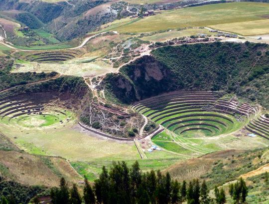 Vista aérea de Moray Arqueológico